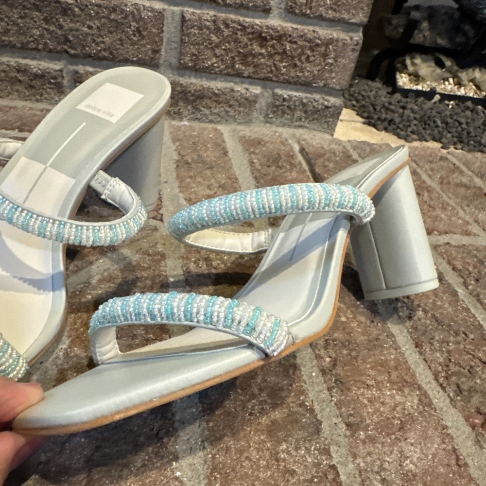 Dolce Vita‎ Womens Nolah Beaded Sandals Mint Multi Leather Block Heel Slides 9 - Picture 9 of 16